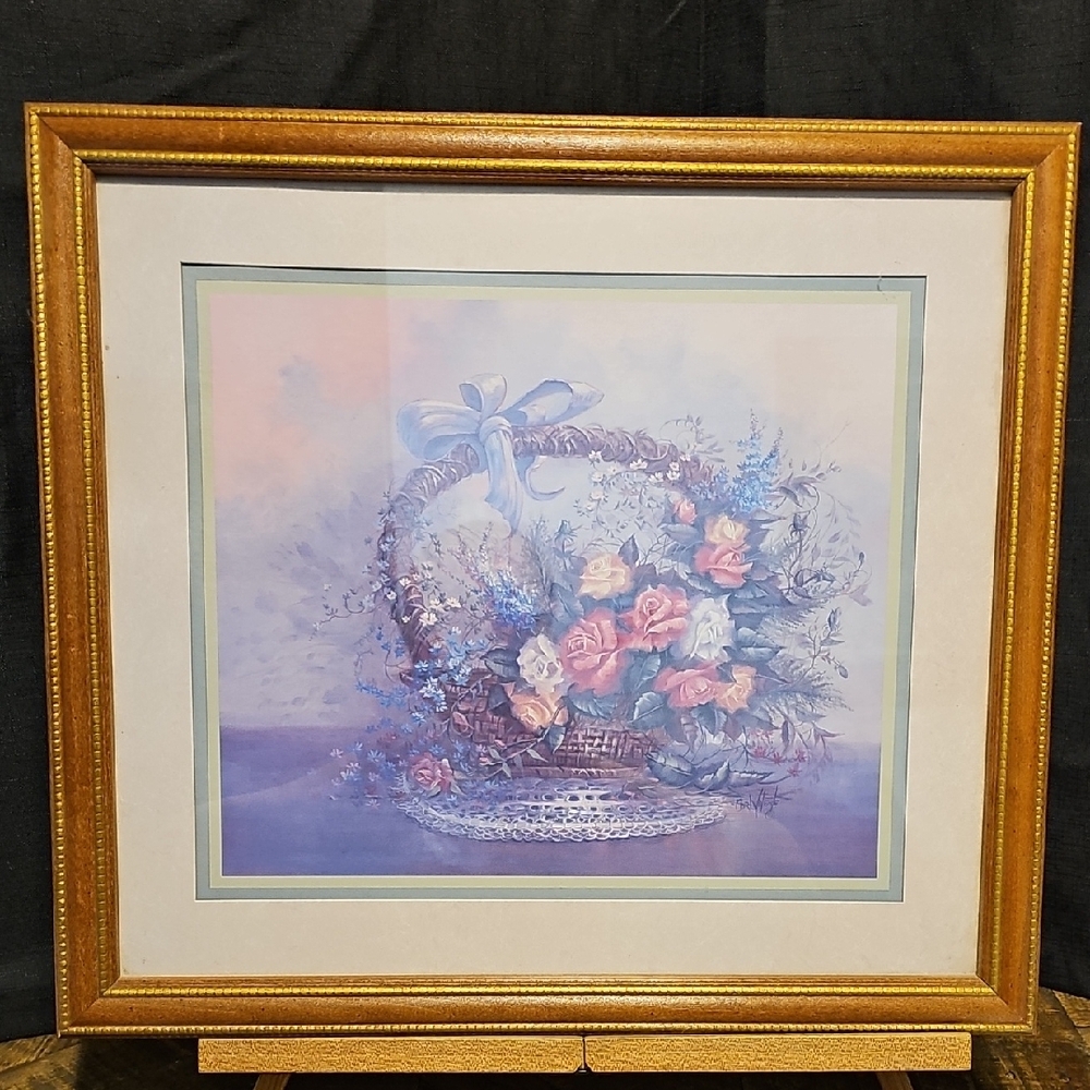 1994 Carl Valente " Roses In Wicker" - Picture 9 of 10